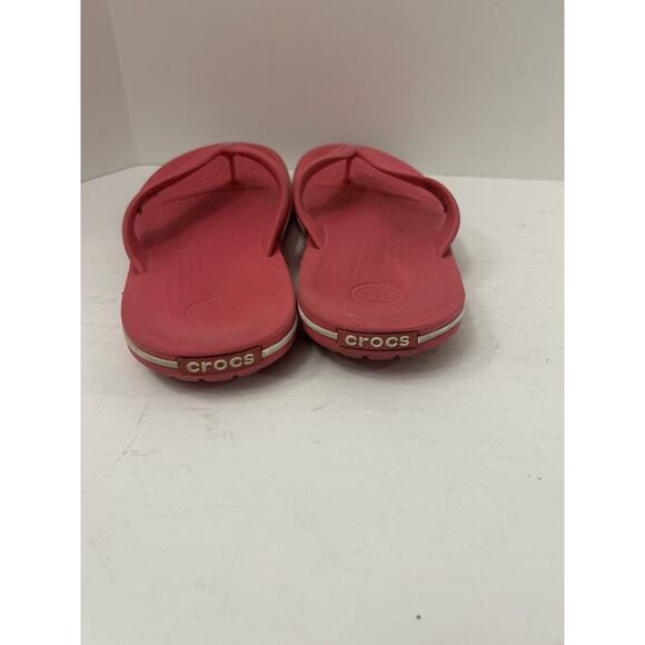 Crocs Sandals Mens 6 Womens 8 Beach Flip Flops Thong Slip On Pink Rubber Flats - Picture 5 of 7